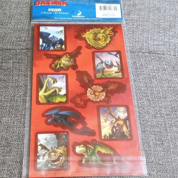 How to Train Your Dragon Sticker Sheets New Factory Sealed 4 Sheets 40 Stickers - Picture 4 of 5